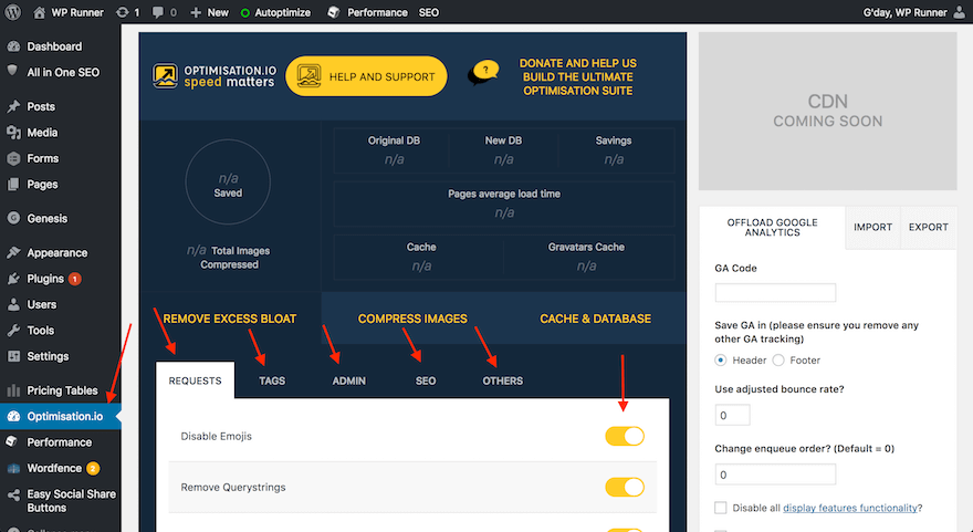 WP Disable by Optimisation.io recommended settings